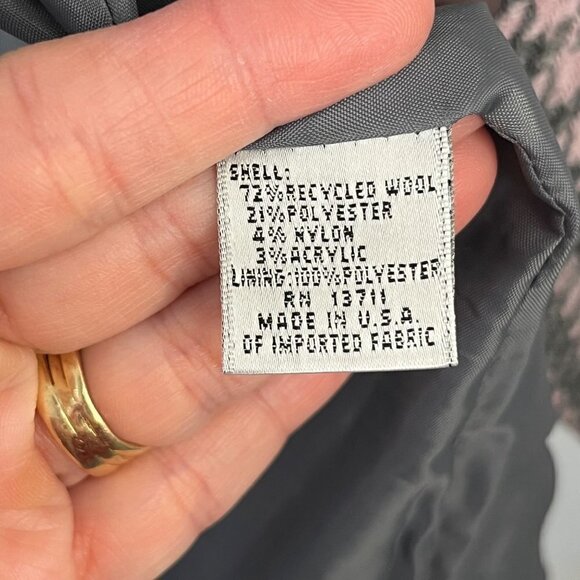 Amanda Smith Grey and Pink Plaid Recycled Wool Blend Coat Women's Size 8 EUC - Picture 10 of 12